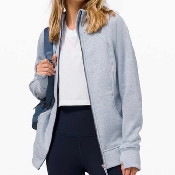✨🥰👉🏻 Rare - Lululemon Scuba Hoodie Color Full Zip Heathered Blue Linen Size 8 - Picture 5 of 14